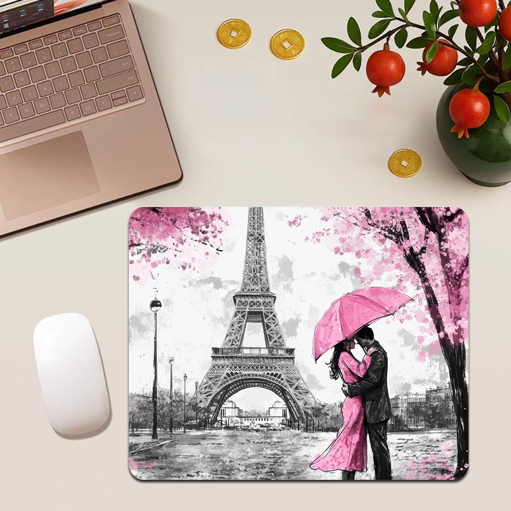 Pc Gaming Umbrella - Pink Paris Umbrella Couple Desk Pad