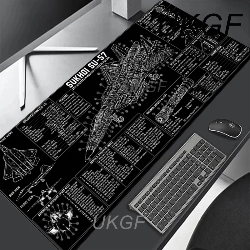 Pc Gaming Drawing - Black Airplane Drawing Gaming Mouse Pad