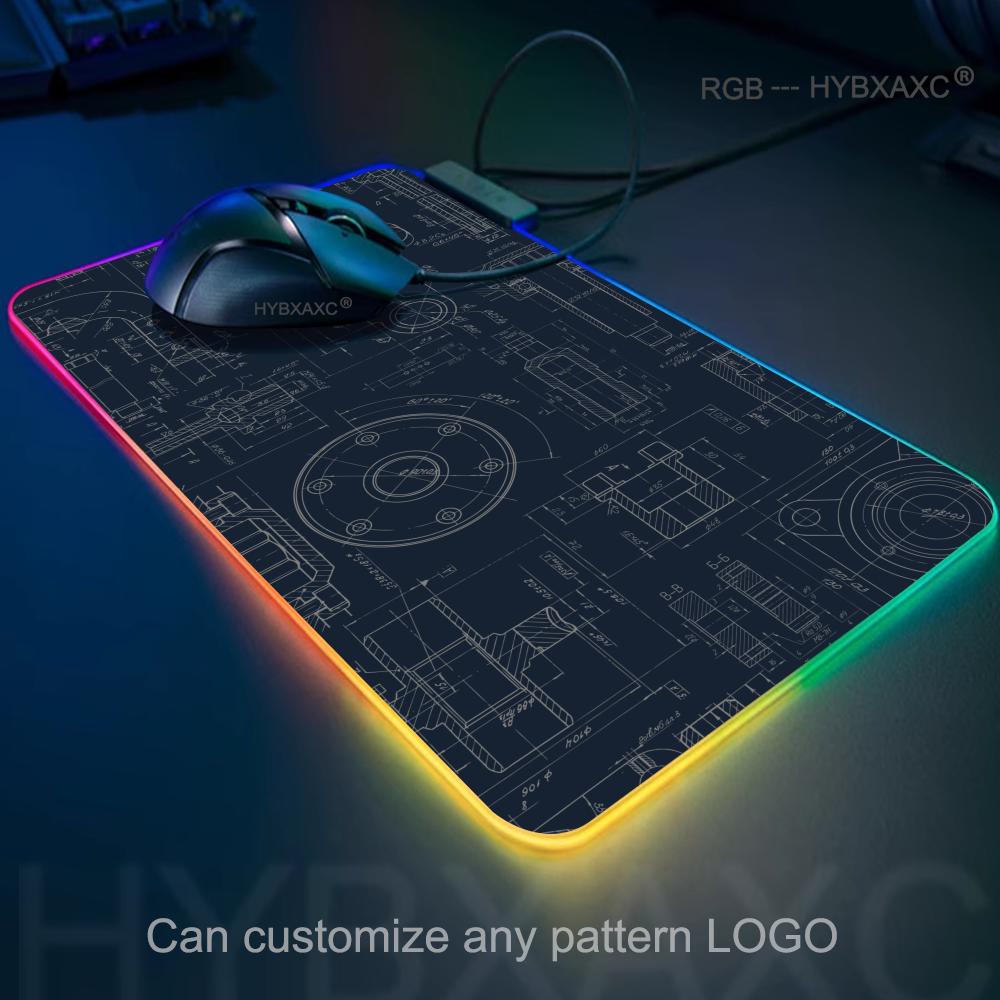 Pc Gaming Drawing - Mechanical Drawing RGB Mouse Pad Gaming