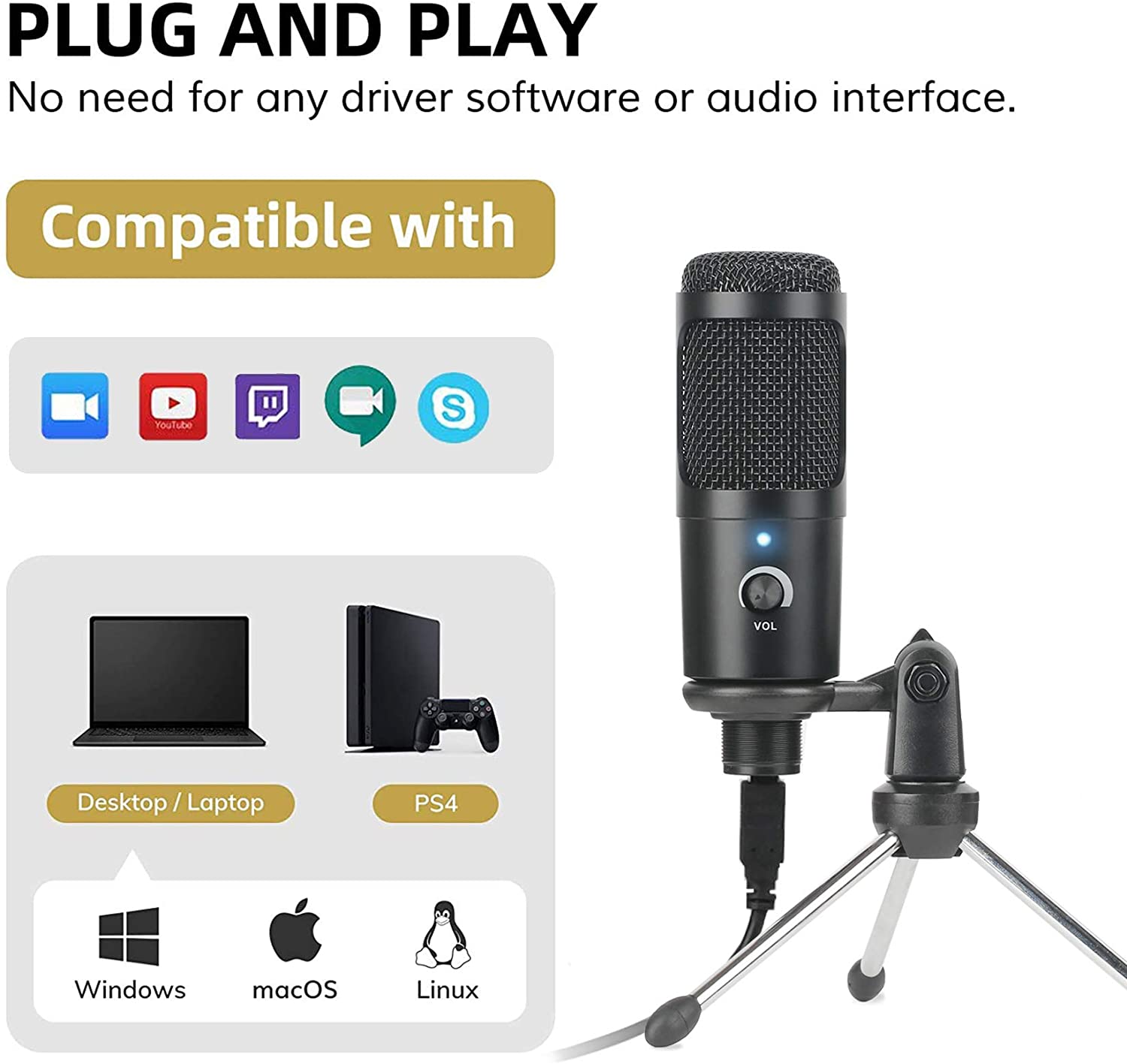 USB Condenser Microphone Recor - огляд і ціна Pc Gaming Youtubers