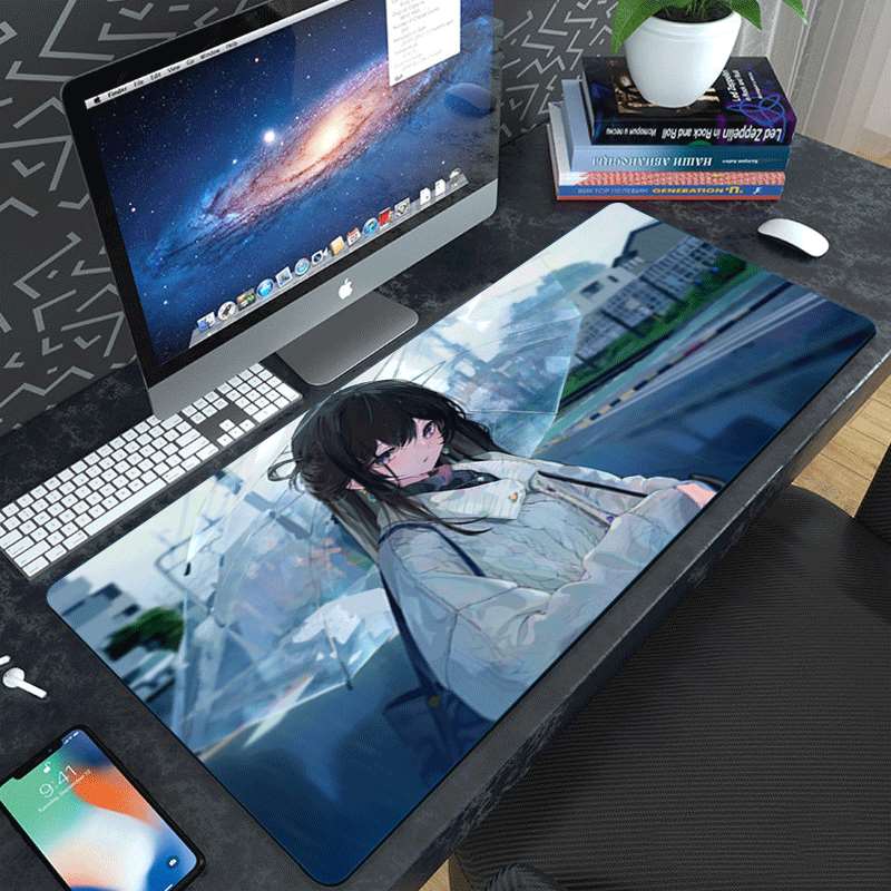 900x400mm Rainy City Anime Gir - огляд і ціна Pc Gaming Umbrella